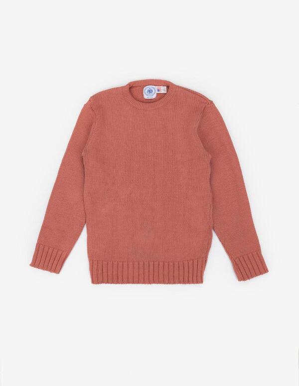 Chunky Cotton Crew Neck Sweater (Sun Washed Red)