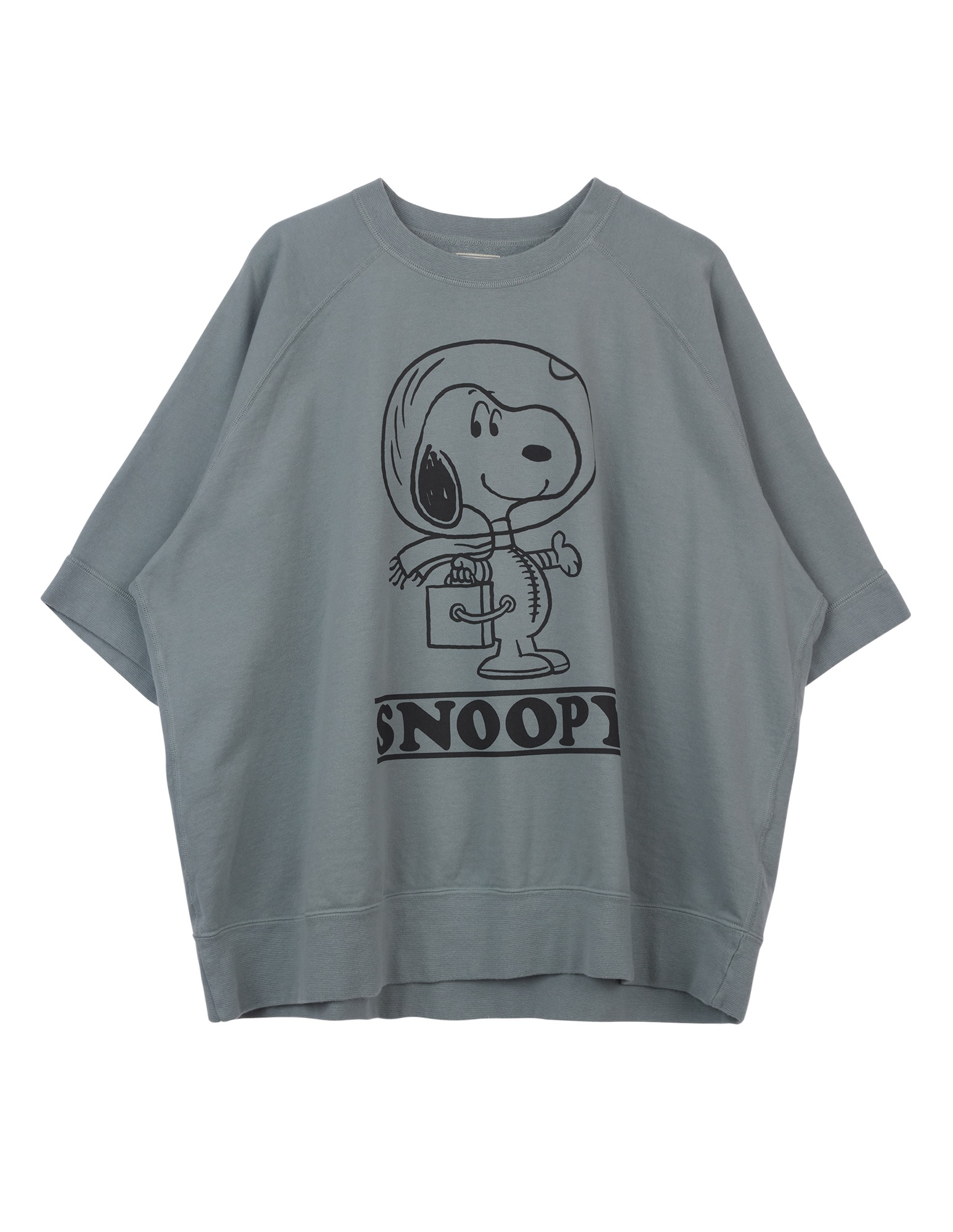 TMC2421 SHORT SLEEVE SWEAT SNOOPY &quot;FIRST BEAGLE ON THE MOON&quot; (Sax/Grey)